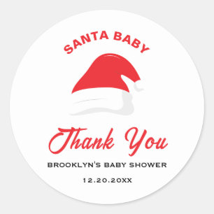 Baby Shower Santa Baby Winter Hat Gender Neutral Classic Round Sticker