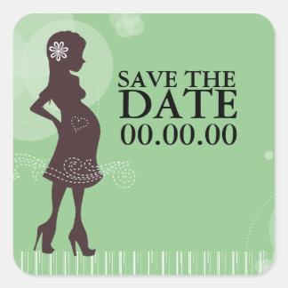 Baby Shower Save the Date Square Sticker