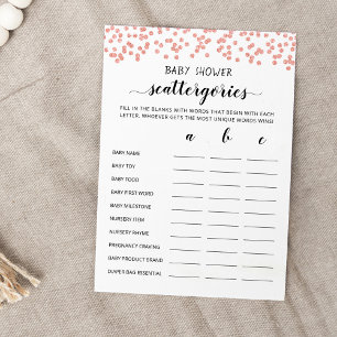 Baby Shower Scattergories party game Card