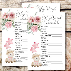 Baby Shower Scramble Sweet Little Lamb Pink Roses 