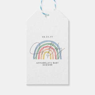 Baby shower script colorful watercolor rainbow gift tags