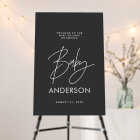 Baby shower script modern black monochrome elegant