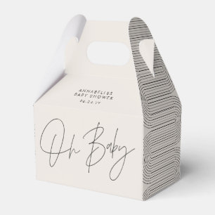 Baby shower script modern black white geometric favour box