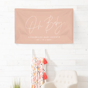 Baby shower script modern blush pink elegant banner
