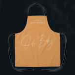 Baby shower script modern bold orange elegant apron<br><div class="desc">Baby shower script modern orange and white elegant party decor apron design. Ideal gender neutral design.</div>