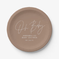 Baby shower script modern brown tan elegant