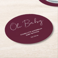 Baby shower script modern burgundy elegant