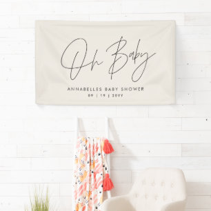 Baby shower script modern cream elegant banner