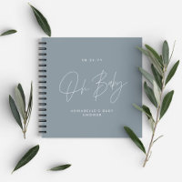 Baby shower script modern dusty blue guest