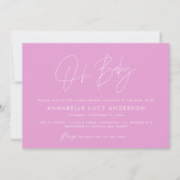 Baby shower script modern elegant photo girly pink