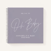 Baby shower script modern lilac purple guest