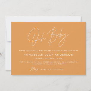 Baby shower script modern mustard boho invitation