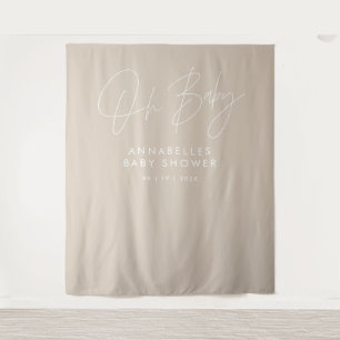 Baby shower script modern natural beige elegant tapestry