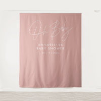 Baby shower script modern rose pink elegant