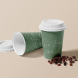 Baby shower script modern sage green elegant invit paper cups<br><div class="desc">Baby shower script modern sage green elegant party invitation design. Ideal gender neutral design.</div>