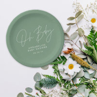 Baby shower script modern sage green elegant 