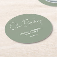 Baby shower script modern sage green elegant