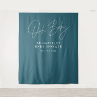Baby shower script modern teal blue elegant