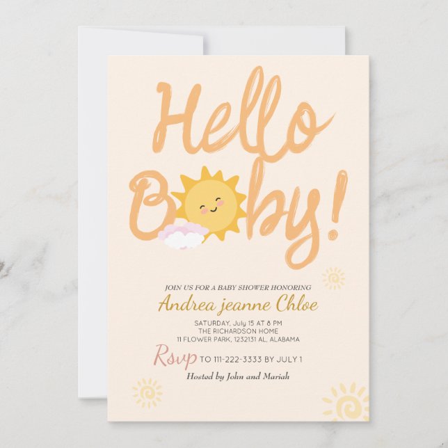 Baby Shower script Sunshine Simple Modern elegant Invitation (Front)