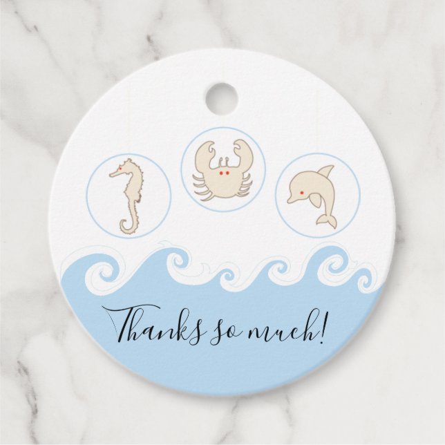 Baby Shower Sea Mobile Favour Tags (Front)