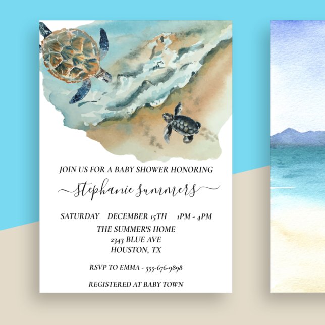 Baby Shower Sea Turtle Watercolor Invitation (Creator Uploaded)