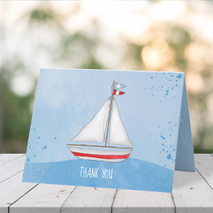 Baby Shower Ship Ahoy It's a Boy Cute Thank You Card