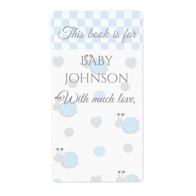 Baby Shower "Snips & Snails" Bookplate Sheet of 8 (Front)