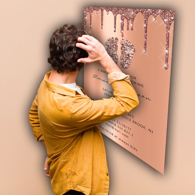 Baby Shower Spark Feet Rose Gold Drips Boy Girl Invitation (Baby Shower Spark Feet Rose Gold Drips Boy Girl Invitation)