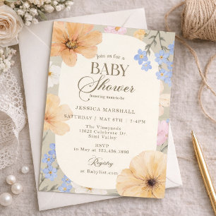 Baby shower, Spring, Floral, Summer,Gender neutral Invitation