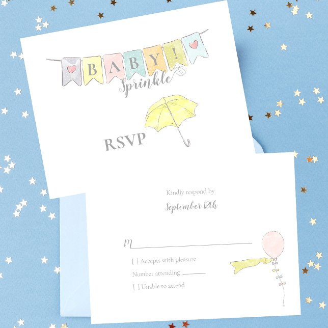 Baby Shower Sprinkle Banner and Umbrella RSVP Card (Creator Uploaded)