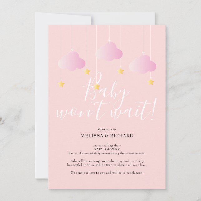 Baby Shower, Sprinkle Cancellation Card (Front)