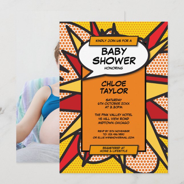 Baby Shower Sprinkle Modern Gender Neutral Photo Invitation (Front/Back)