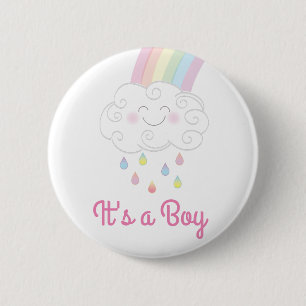  Baby Shower Sprinkle Rainbow Raindrop Cloud 6 Cm Round Badge