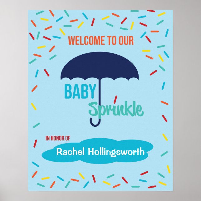 Baby Shower Sprinkle Welcome Poster Sign (Front)