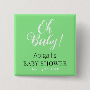 Baby Shower Square Button Personalised Text Design