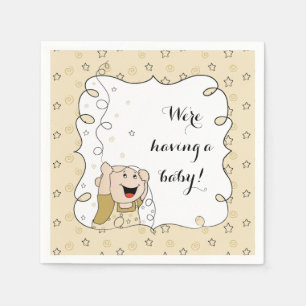 Baby Shower Standard Cocktail Napkin Gold/Bk Baby