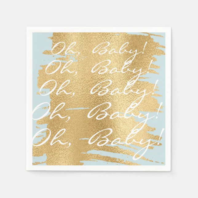Baby Shower Standard Napkins/Classic Gold/Blue Napkin (Front)