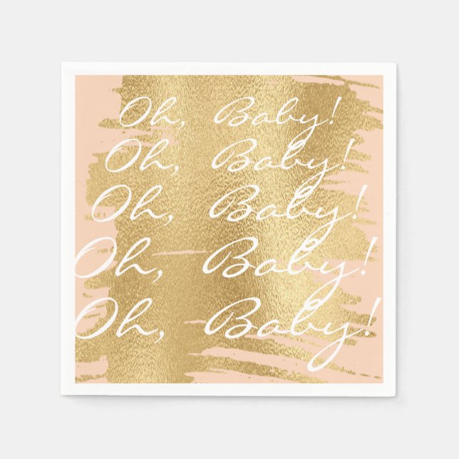Baby Shower Standard Napkins/Classic Gold/Pink Napkin (Front)