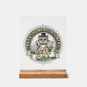 Baby Shower Stationery Cat Baby Shower Stationery  Acrylic Sign