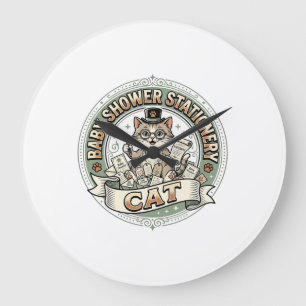 Baby Shower Stationery Cat Baby Shower Stationery Large Clock
