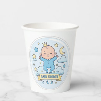 Baby shower sticker for boy paper cups