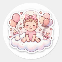 Baby shower sticker for girl