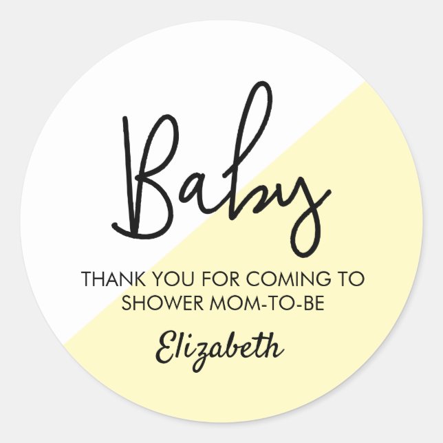 Baby Shower Sticker with Elegant Typography (Front)