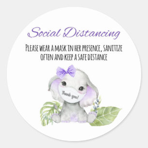 Baby shower stickers, labels, social distance baby classic round sticker