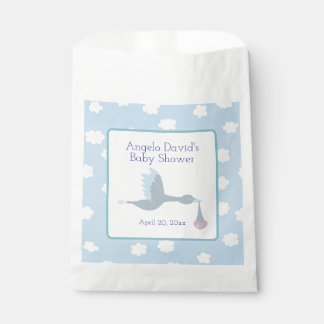Baby Shower Stork Blue Sky and Clouds Favour Bags