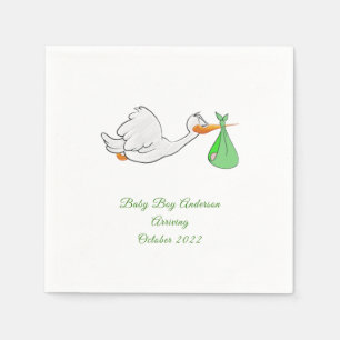 Baby Shower Stork Green Bundle Napkins