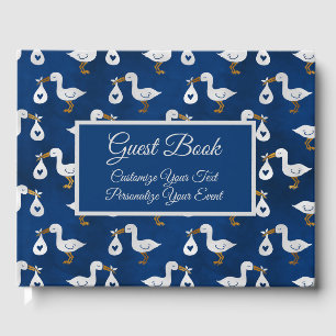 Baby Shower Stork Navy Blue Personalised Guest Book