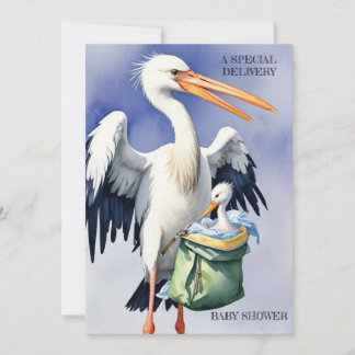 BABY SHOWER. stork with a bag.  Invitation