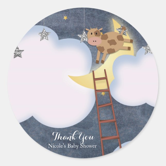 Baby Shower Storybook Nursery Rhyme Custom Favour Classic Round Sticker (Front)