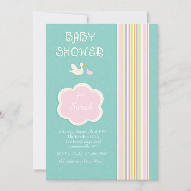 Baby Shower Stripes Invitation (Front)